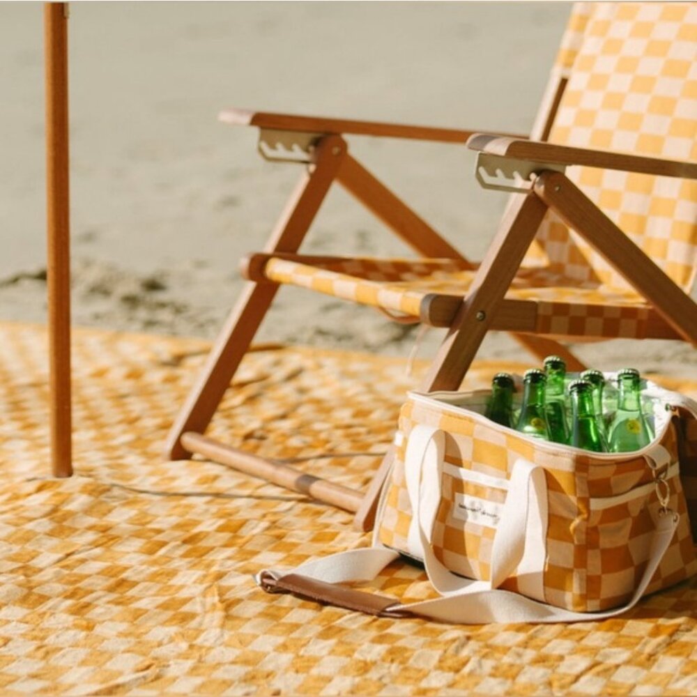 Business & Pleasure Beach Blanket and 2 Beach Towels Vintage Gold Check